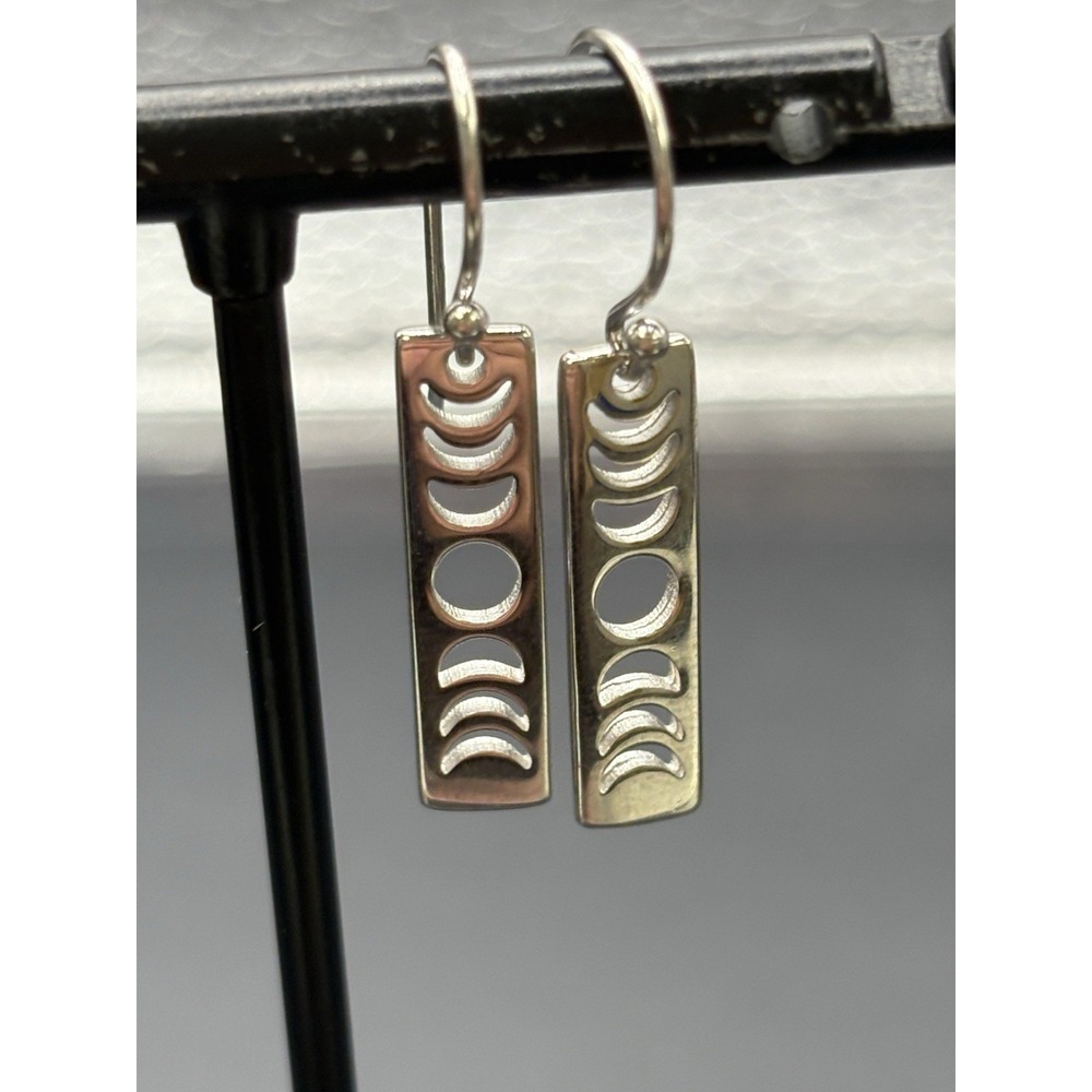 New Condition Sterling Silver Moon Phases Dangle Earrings 925 E18
